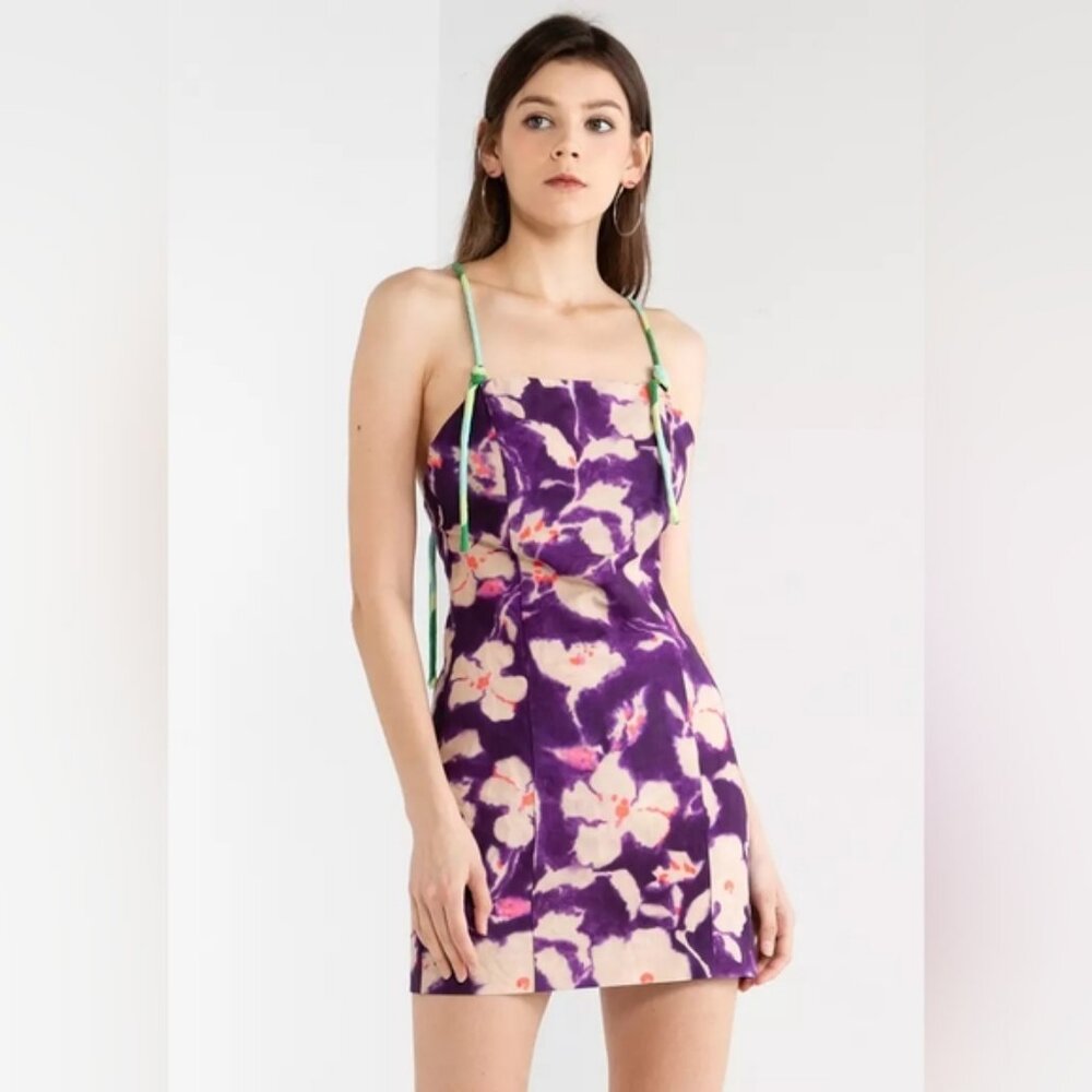 NWT ZARA FLORAL LINEN BLEND DRESS size S